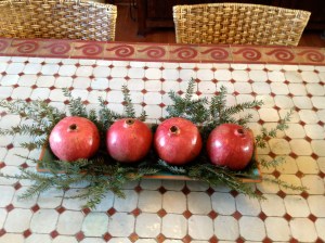 Pomegranate centerpiece.