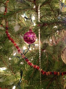 A pretty pink glass ball.