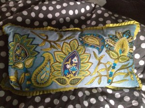 Turquoise and lime green pillow.