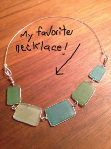 Beach glass necklace.