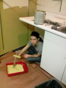 Intern Emily, painting the kitchen.