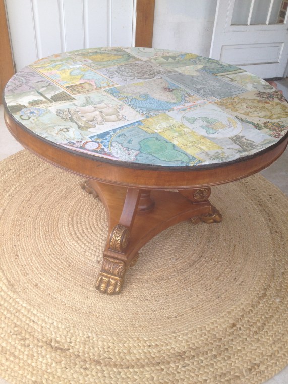 Mod Podge Map Table. Mod Podge Map Table.
