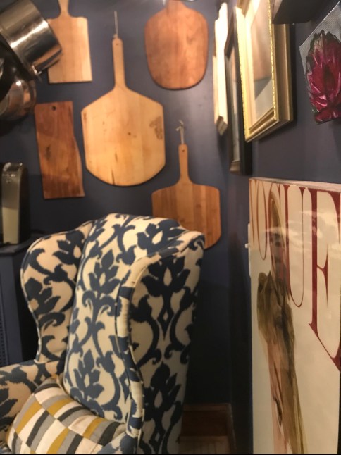 Kitchen wall and cozy chair.